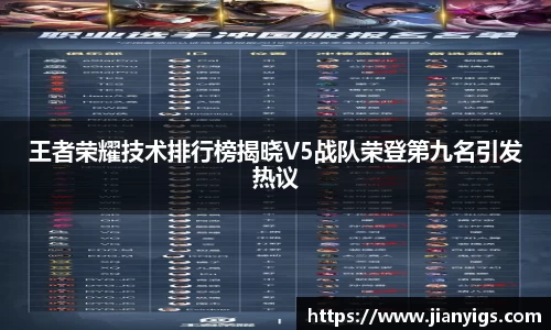 王者荣耀技术排行榜揭晓V5战队荣登第九名引发热议